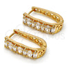 Argolla Huggie 02.267.0008.15 Oro Laminado, Diseño de Baguette, con Blanca Zirconia Cubica, Pulido, Tono Dorado