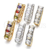 Argolla Huggie 02.267.0008.1.15 Oro Laminado, Diseño de Baguette, con Multicolor Zirconia Cubica, Pulido, Tono Dorado