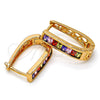 Argolla Huggie 02.267.0010.15 Oro Laminado, con Multicolor and Blanca Zirconia Cubica, Pulido, Tono Dorado