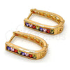 Argolla Huggie 02.267.0010.15 Oro Laminado, con Multicolor and Blanca Zirconia Cubica, Pulido, Tono Dorado
