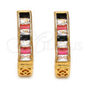 Argolla Huggie 02.267.0010.1.15 Oro Laminado, con Negro and Blanca Zirconia Cubica, Pulido, Tono Dorado