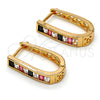 Argolla Huggie 02.267.0010.1.15 Oro Laminado, con Negro and Blanca Zirconia Cubica, Pulido, Tono Dorado