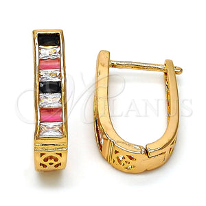 Argolla Huggie 02.267.0010.1.15 Oro Laminado, con Negro and Blanca Zirconia Cubica, Pulido, Tono Dorado