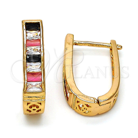 Argolla Huggie 02.267.0010.1.15 Oro Laminado, con Negro and Blanca Zirconia Cubica, Pulido, Tono Dorado