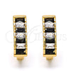 Argolla Huggie 02.267.0012.3.15 Oro Laminado, con Negro and Blanca Zirconia Cubica, Pulido, Tono Dorado