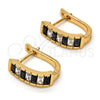 Argolla Huggie 02.267.0012.3.15 Oro Laminado, con Negro and Blanca Zirconia Cubica, Pulido, Tono Dorado