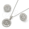 Juego de Arete y Dije de Adulto 10.286.0001 Plata Rodinada, con Zirconia Cubica Blanca, Pulido, Rodinado