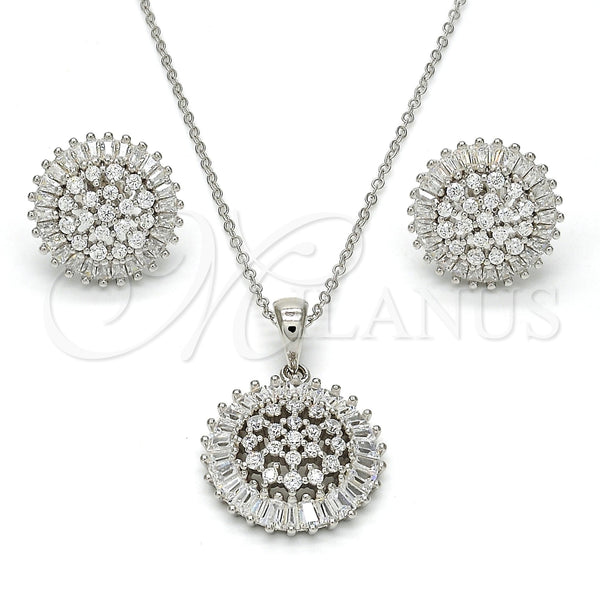 Juego de Arete y Dije de Adulto 10.286.0001 Plata Rodinada, con Zirconia Cubica Blanca, Pulido, Rodinado