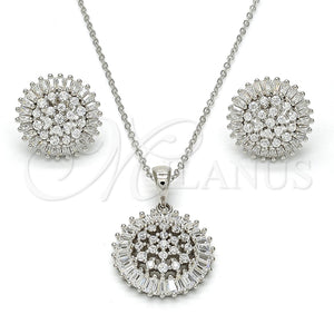 Juego de Arete y Dije de Adulto 10.286.0001 Plata Rodinada, con Zirconia Cubica Blanca, Pulido, Rodinado