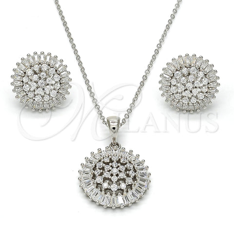 Juego de Arete y Dije de Adulto 10.286.0001 Plata Rodinada, con Zirconia Cubica Blanca, Pulido, Rodinado