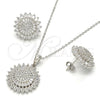 Juego de Arete y Dije de Adulto 10.286.0002 Plata Rodinada, con Blanca Zirconia Cubica and Blanca Micro Pave, Pulido, Rodinado