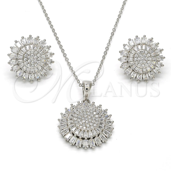 Juego de Arete y Dije de Adulto 10.286.0002 Plata Rodinada, con Zirconia Cubica Blanca y Micro Pave Blanca, Pulido, Rodinado
