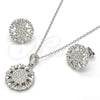 Juego de Arete y Dije de Adulto 10.286.0005 Plata Rodinada, con Zirconia Cubica Blanca y Micro Pave Blanca, Pulido, Rodinado