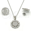 Juego de Arete y Dije de Adulto 10.286.0005 Plata Rodinada, con Zirconia Cubica Blanca y Micro Pave Blanca, Pulido, Rodinado