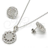 Juego de Arete y Dije de Adulto 10.286.0005 Plata Rodinada, con Zirconia Cubica Blanca y Micro Pave Blanca, Pulido, Rodinado