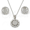 Juego de Arete y Dije de Adulto 10.286.0005 Plata Rodinada, con Zirconia Cubica Blanca y Micro Pave Blanca, Pulido, Rodinado