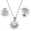 Juego de Arete y Dije de Adulto 10.286.0006 Plata Rodinada, Diseño de Flor, con Zirconia Cubica Blanca, Pulido, Rodinado