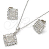 Juego de Arete y Dije de Adulto 10.286.0008 Plata Rodinada, con Zirconia Cubica Blanca y Micro Pave Blanca, Pulido, Rodinado