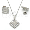 Juego de Arete y Dije de Adulto 10.286.0008 Plata Rodinada, con Zirconia Cubica Blanca y Micro Pave Blanca, Pulido, Rodinado