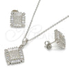 Juego de Arete y Dije de Adulto 10.286.0008 Plata Rodinada, con Zirconia Cubica Blanca y Micro Pave Blanca, Pulido, Rodinado