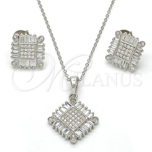 Juego de Arete y Dije de Adulto 10.286.0008 Plata Rodinada, con Zirconia Cubica Blanca y Micro Pave Blanca, Pulido, Rodinado