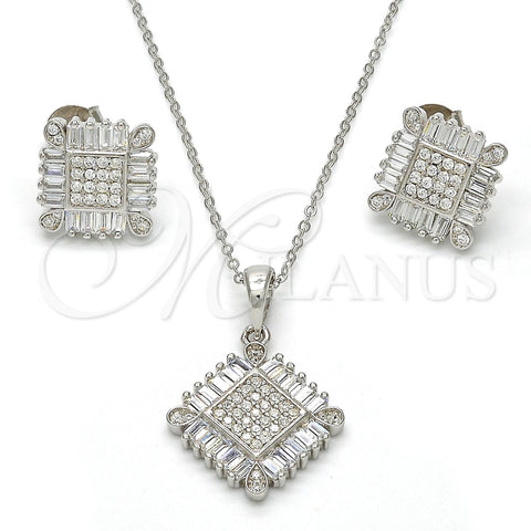 Juego de Arete y Dije de Adulto 10.286.0008 Plata Rodinada, con Zirconia Cubica Blanca y Micro Pave Blanca, Pulido, Rodinado
