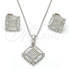 Juego de Arete y Dije de Adulto 10.286.0008 Plata Rodinada, con Zirconia Cubica Blanca y Micro Pave Blanca, Pulido, Rodinado
