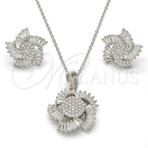 Juego de Arete y Dije de Adulto 10.286.0012 Plata Rodinada, con Zirconia Cubica Blanca, Pulido, Rodinado
