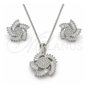 Juego de Arete y Dije de Adulto 10.286.0012 Plata Rodinada, con Zirconia Cubica Blanca, Pulido, Rodinado