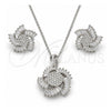 Juego de Arete y Dije de Adulto 10.286.0012 Plata Rodinada, con Zirconia Cubica Blanca, Pulido, Rodinado
