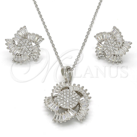 Juego de Arete y Dije de Adulto 10.286.0012 Plata Rodinada, con Zirconia Cubica Blanca, Pulido, Rodinado