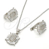 Juego de Arete y Dije de Adulto 10.175.0028 Plata Rodinada, con Zirconia Cubica Blanca, Pulido, Rodinado