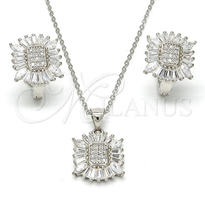 Juego de Arete y Dije de Adulto 10.175.0028 Plata Rodinada, con Zirconia Cubica Blanca, Pulido, Rodinado