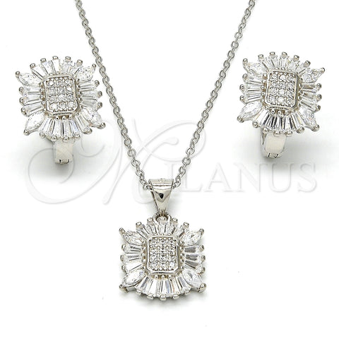 Juego de Arete y Dije de Adulto 10.175.0028 Plata Rodinada, con Zirconia Cubica Blanca, Pulido, Rodinado