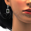 Juego de Arete y Dije de Adulto 10.175.0030.2 Plata Rodinada, con Zirconia Cubica Verde y Micro Pave Blanca, Pulido, Rodinado