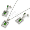 Juego de Arete y Dije de Adulto 10.175.0030.2 Plata Rodinada, con Zirconia Cubica Verde y Micro Pave Blanca, Pulido, Rodinado