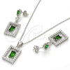 Juego de Arete y Dije de Adulto 10.175.0030.2 Plata Rodinada, con Zirconia Cubica Verde y Micro Pave Blanca, Pulido, Rodinado
