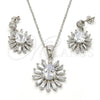 Juego de Arete y Dije de Adulto 10.175.0035 Plata Rodinada, Diseño de Gota, con Zirconia Cubica Blanca, Pulido, Rodinado