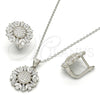 Juego de Arete y Dije de Adulto 10.175.0036 Plata Rodinada, con Zirconia Cubica Blanca y Micro Pave Blanca, Pulido, Rodinado