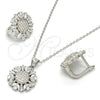 Juego de Arete y Dije de Adulto 10.175.0036 Plata Rodinada, con Zirconia Cubica Blanca y Micro Pave Blanca, Pulido, Rodinado