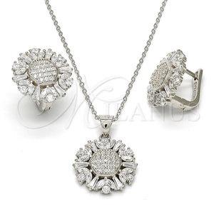 Juego de Arete y Dije de Adulto 10.175.0036 Plata Rodinada, con Zirconia Cubica Blanca y Micro Pave Blanca, Pulido, Rodinado
