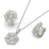 Juego de Arete y Dije de Adulto 10.175.0037 Plata Rodinada, con Zirconia Cubica Blanca, Pulido, Rodinado
