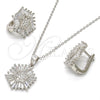 Juego de Arete y Dije de Adulto 10.175.0037 Plata Rodinada, con Zirconia Cubica Blanca, Pulido, Rodinado