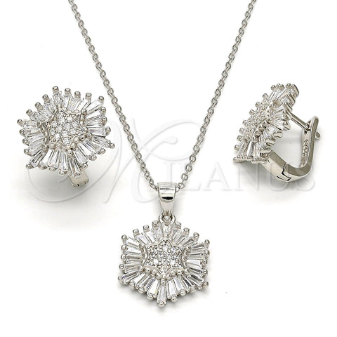 Juego de Arete y Dije de Adulto 10.175.0037 Plata Rodinada, con Zirconia Cubica Blanca, Pulido, Rodinado