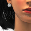 Juego de Arete y Dije de Adulto 10.175.0038 Plata Rodinada, Diseño de Flor, con Zirconia Cubica Blanca, Pulido, Rodinado
