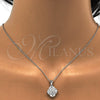 Juego de Arete y Dije de Adulto 10.175.0041 Plata Rodinada, con Zirconia Cubica Blanca, Pulido, Rodinado
