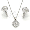 Juego de Arete y Dije de Adulto 10.175.0041 Plata Rodinada, con Zirconia Cubica Blanca, Pulido, Rodinado