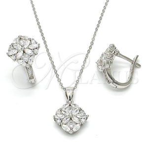 Juego de Arete y Dije de Adulto 10.175.0041 Plata Rodinada, con Zirconia Cubica Blanca, Pulido, Rodinado