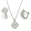 Juego de Arete y Dije de Adulto 10.175.0041 Plata Rodinada, con Zirconia Cubica Blanca, Pulido, Rodinado