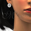 Juego de Arete y Dije de Adulto 10.175.0042 Plata Rodinada, Diseño de Flor, con Zirconia Cubica Blanca y Cristal Blanca, Pulido, Rodinado